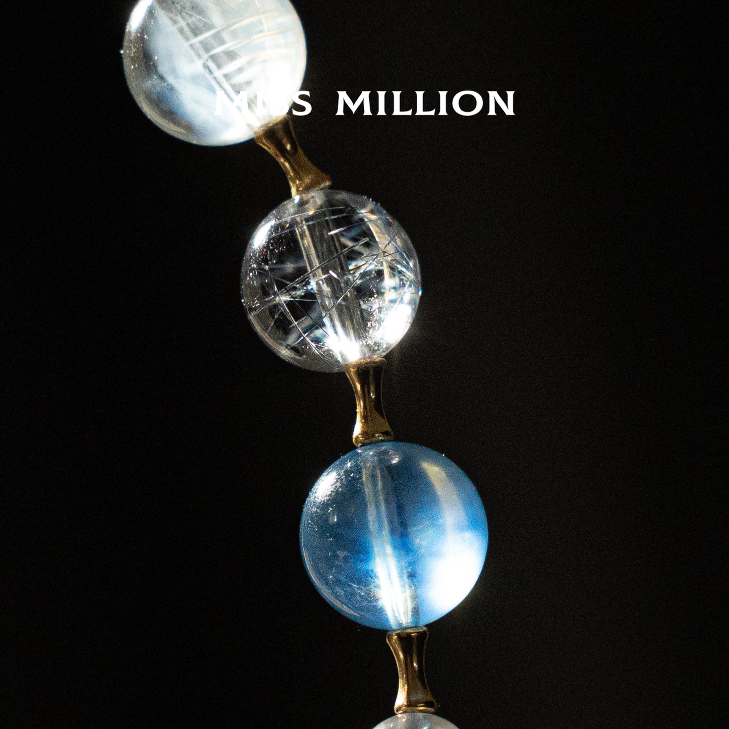 Blue Moonstone, Blue Steel Wire, 18K White Gold, Aquamarine, Freeform Blue Rabbit Hair Bracelet