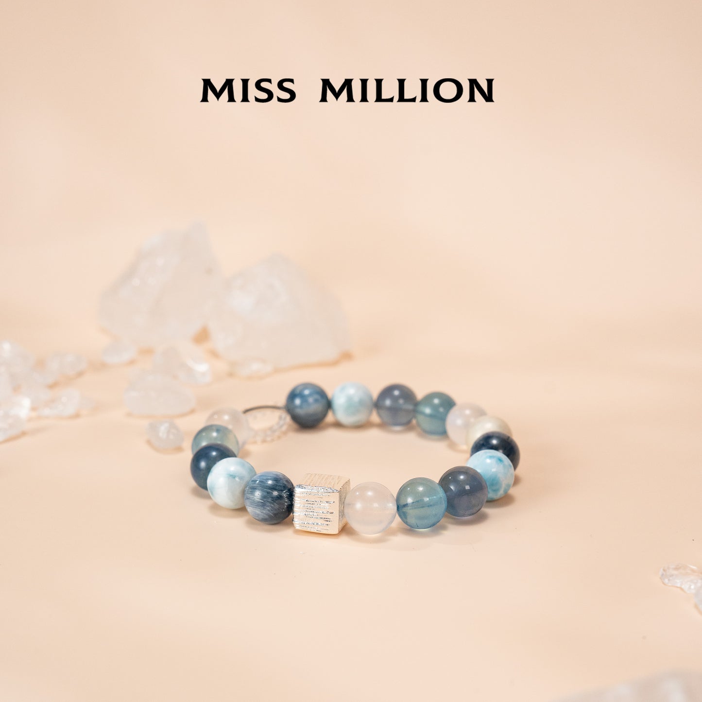 Larimar stone that helps to bring a peaceful mind, featuring unique blue and white patterns