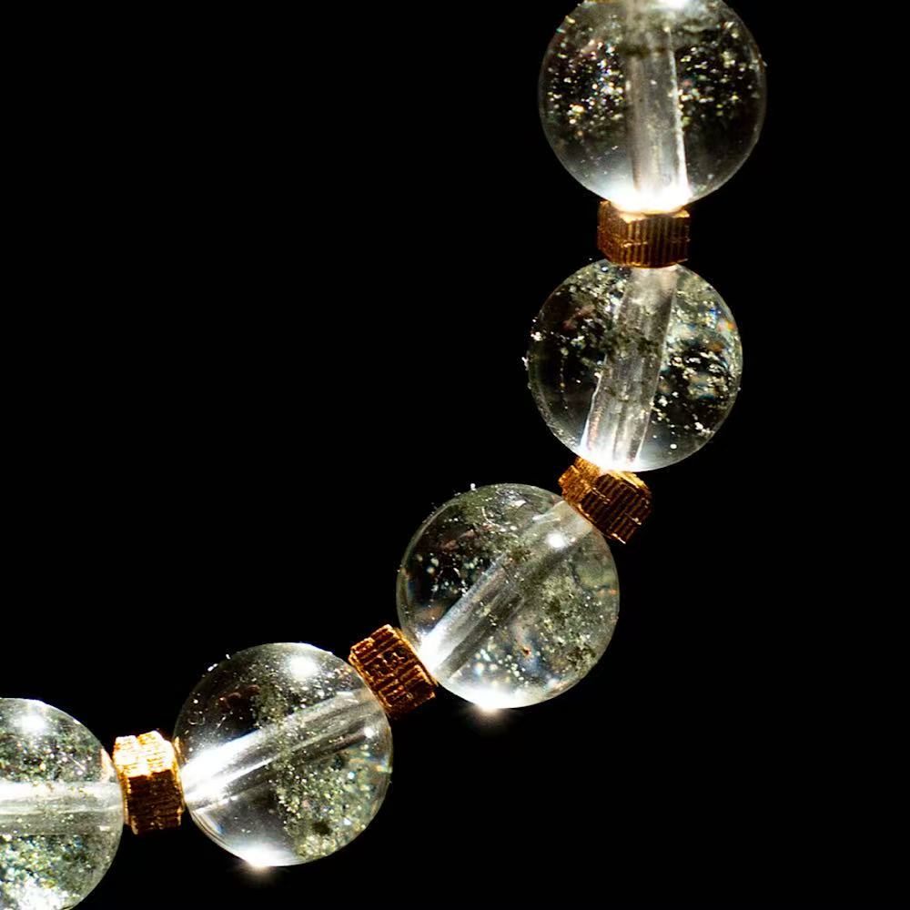 Beeswax Green Phantom Quartz Wealth Attracting Crystal Bracelet