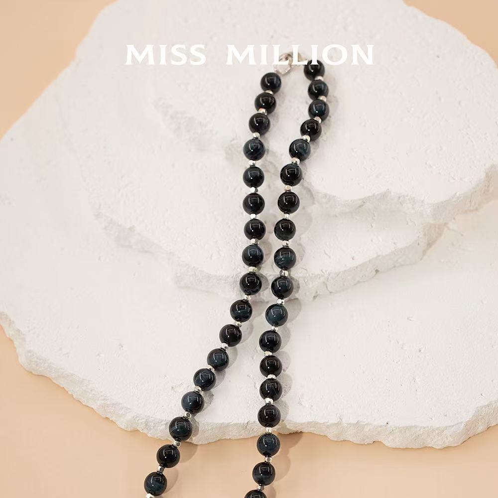 Blue Tiger's Eye Silver Spacer Beads Kyanite Necklace