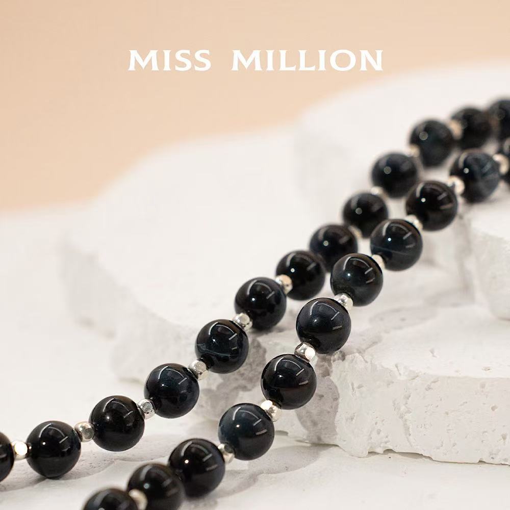 Blue Tiger's Eye Silver Spacer Beads Kyanite Necklace