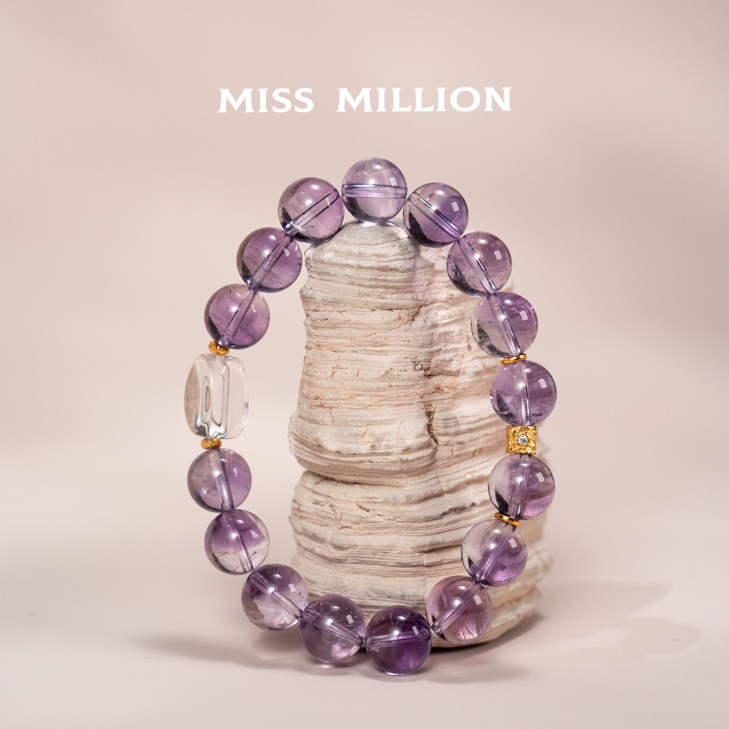 Unleash your potential with our high - quality Brazilian amethyst and near - flawless clear quartz crystal bracelet