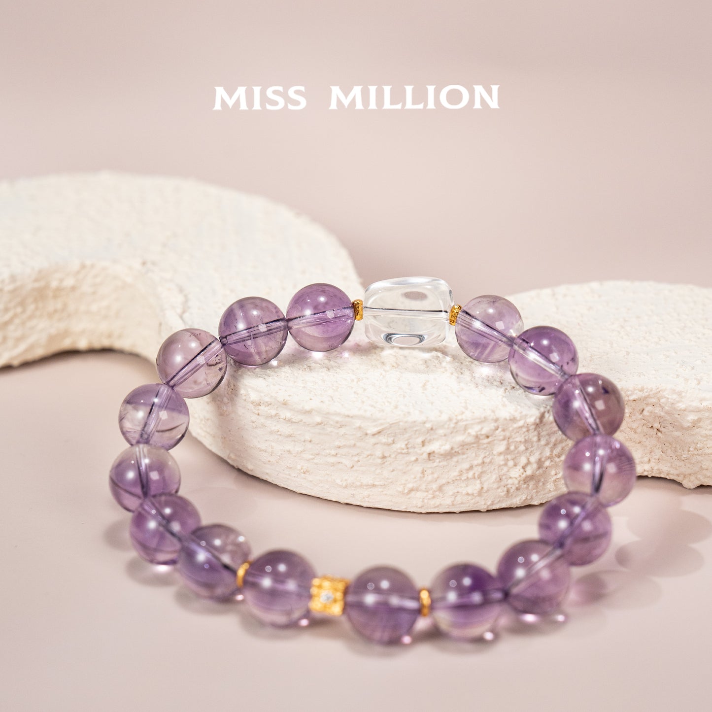 Unleash your potential with our high - quality Brazilian amethyst and near - flawless clear quartz crystal bracelet