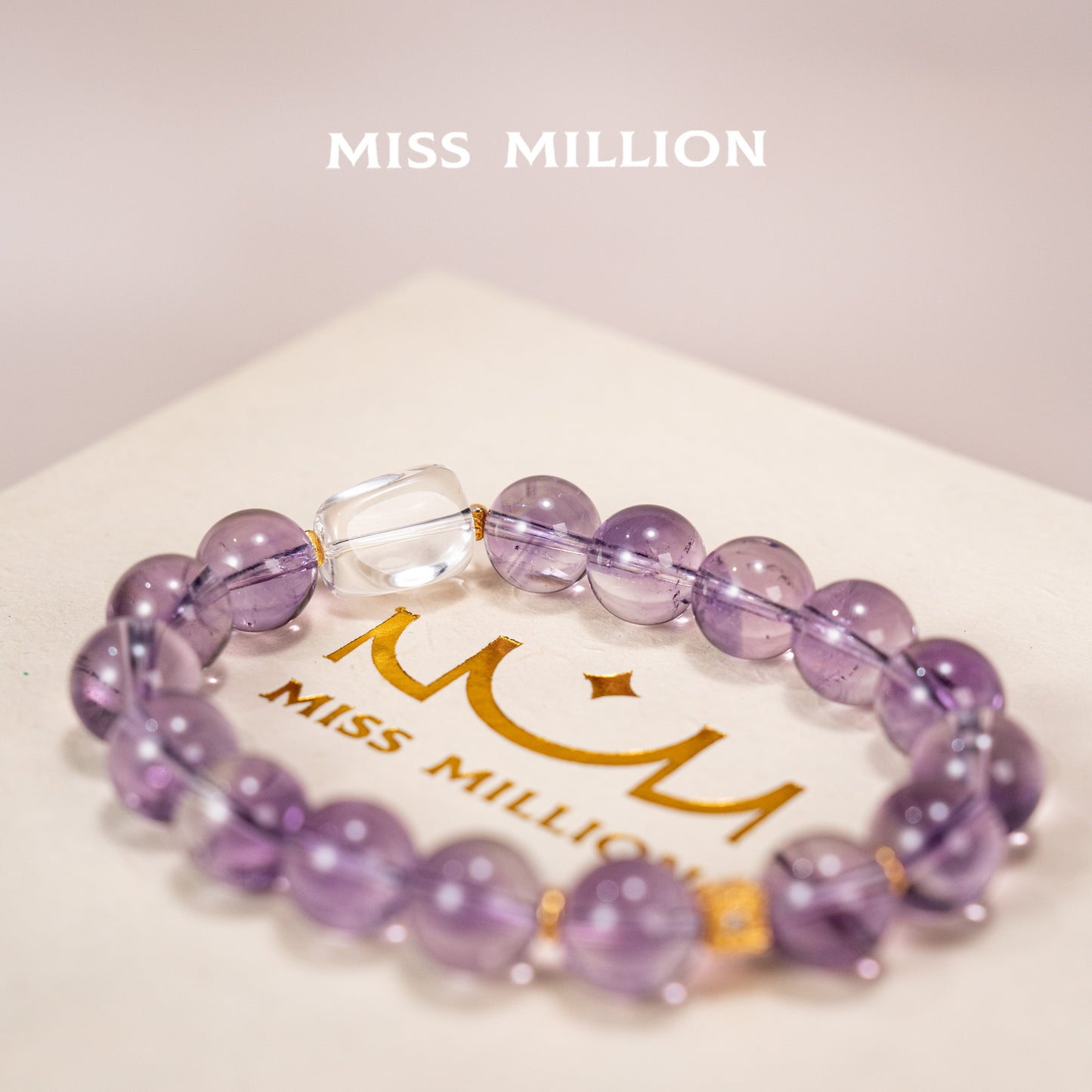 Unleash your potential with our high - quality Brazilian amethyst and near - flawless clear quartz crystal bracelet