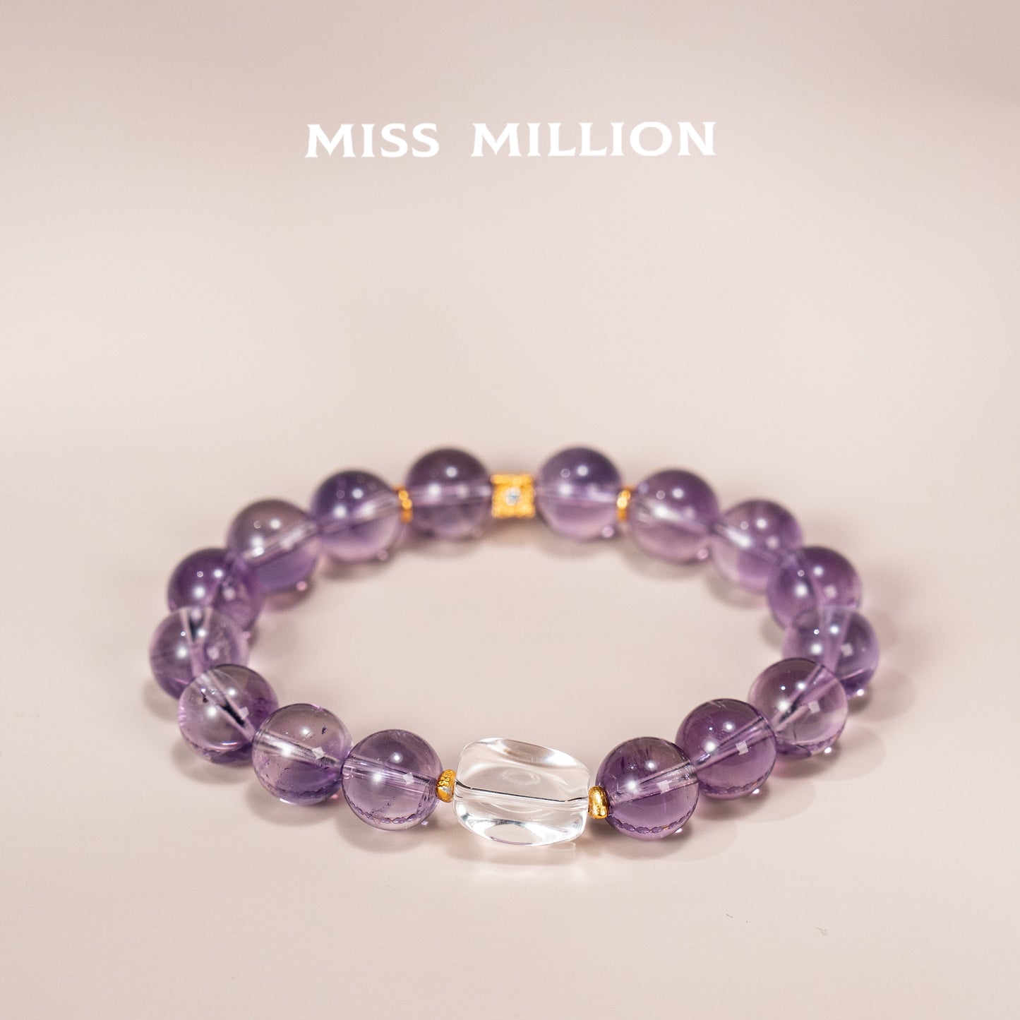 Unleash your potential with our high - quality Brazilian amethyst and near - flawless clear quartz crystal bracelet