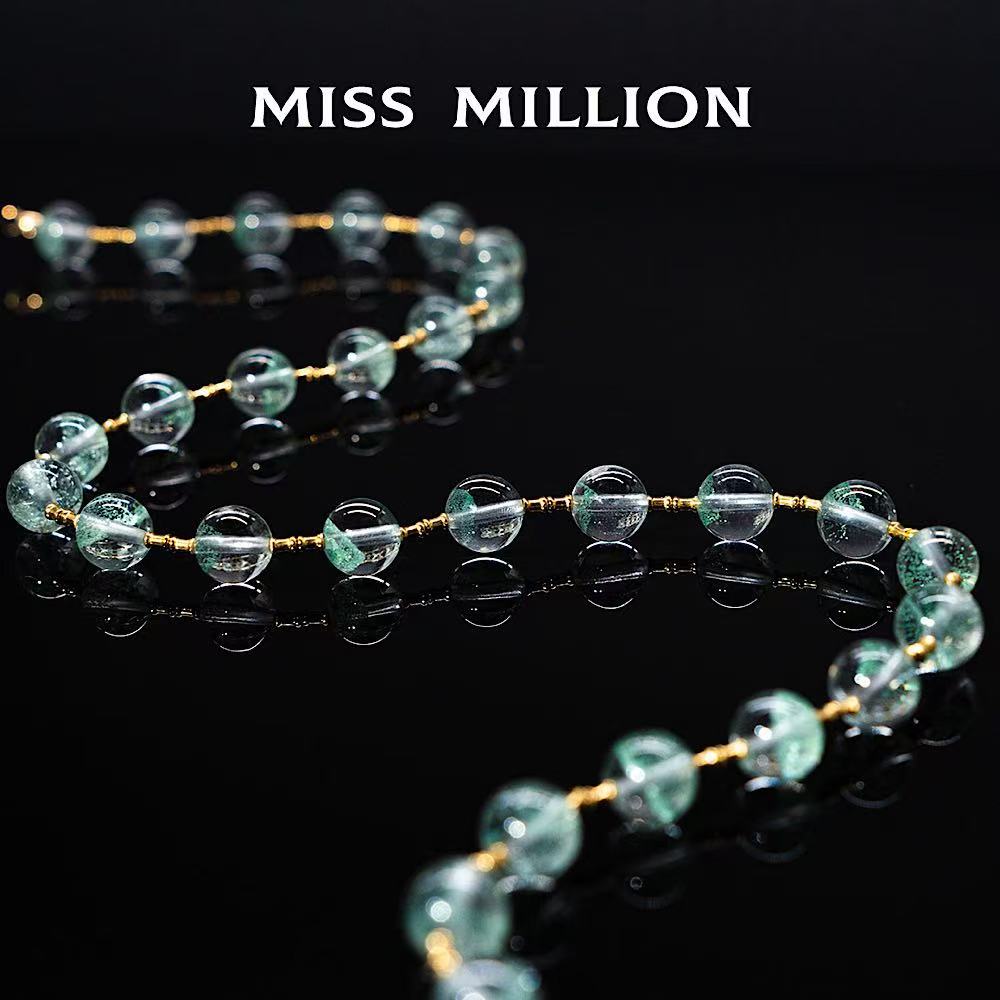 18K Gold Green Phantom Quartz Necklace