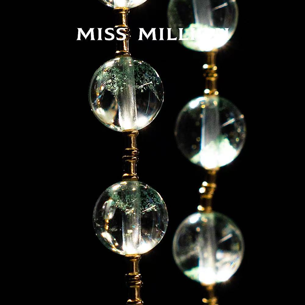 18K Gold Green Phantom Quartz Necklace