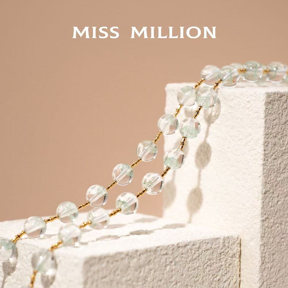 18K Gold Green Phantom Quartz Necklace