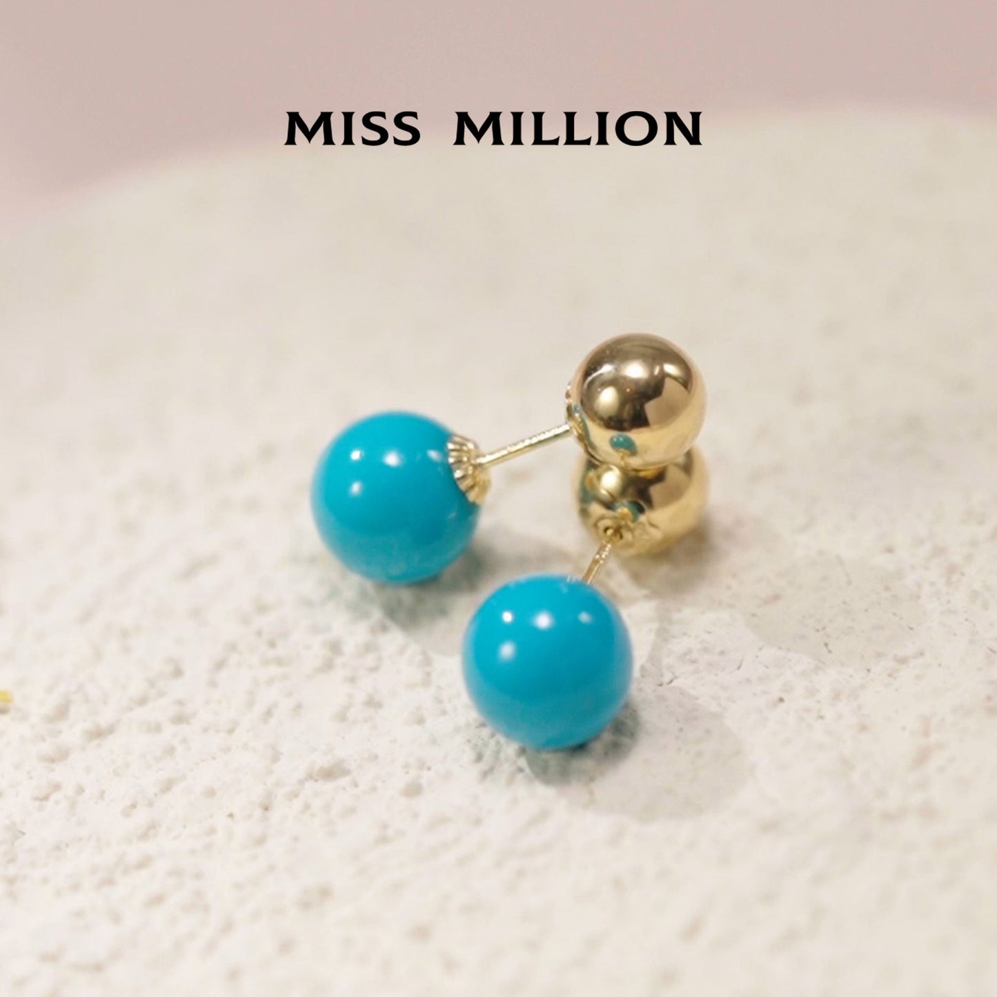 18K Gold Green Turquoise Earrings