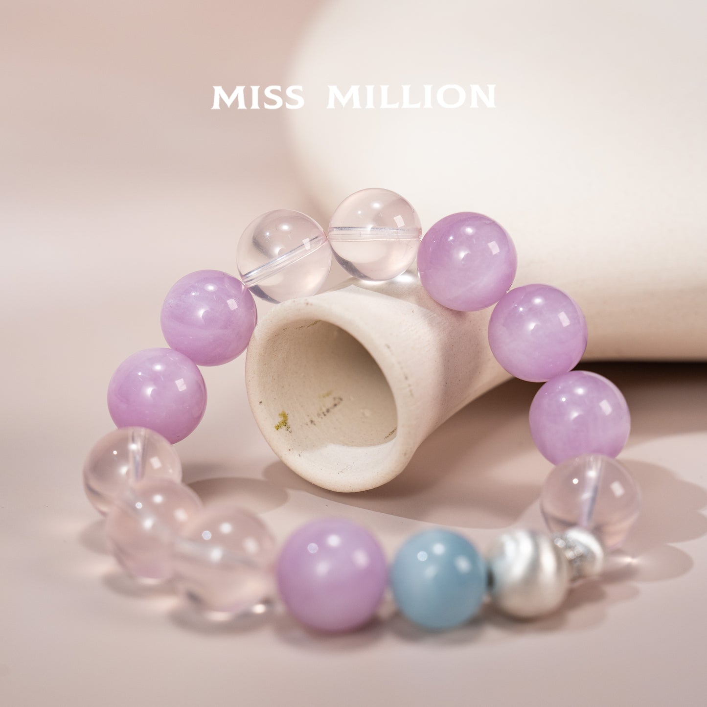 Elevate your style with our crystal bracelet. Kunzite fuels inspiration, Rose Quartz enhances love and relationships, while Aquamarine ensures mental clarity