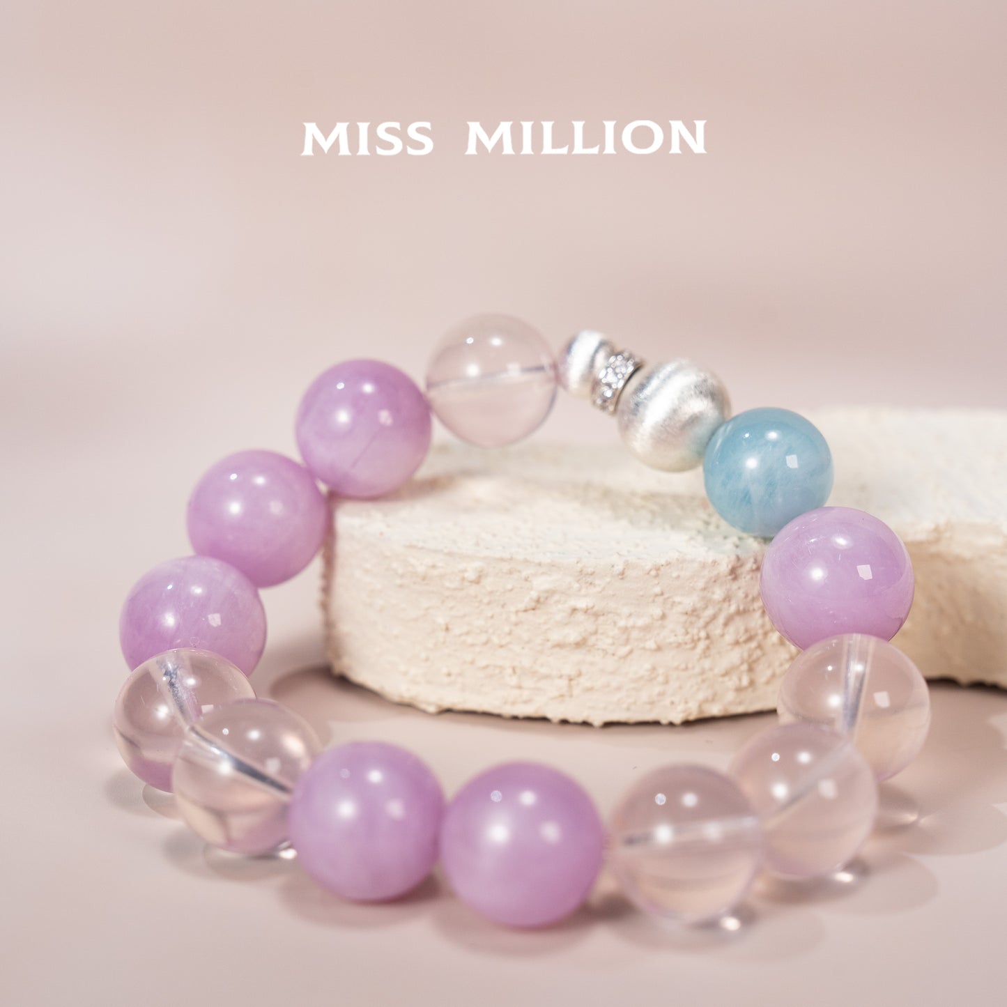 Elevate your style with our crystal bracelet. Kunzite fuels inspiration, Rose Quartz enhances love and relationships, while Aquamarine ensures mental clarity