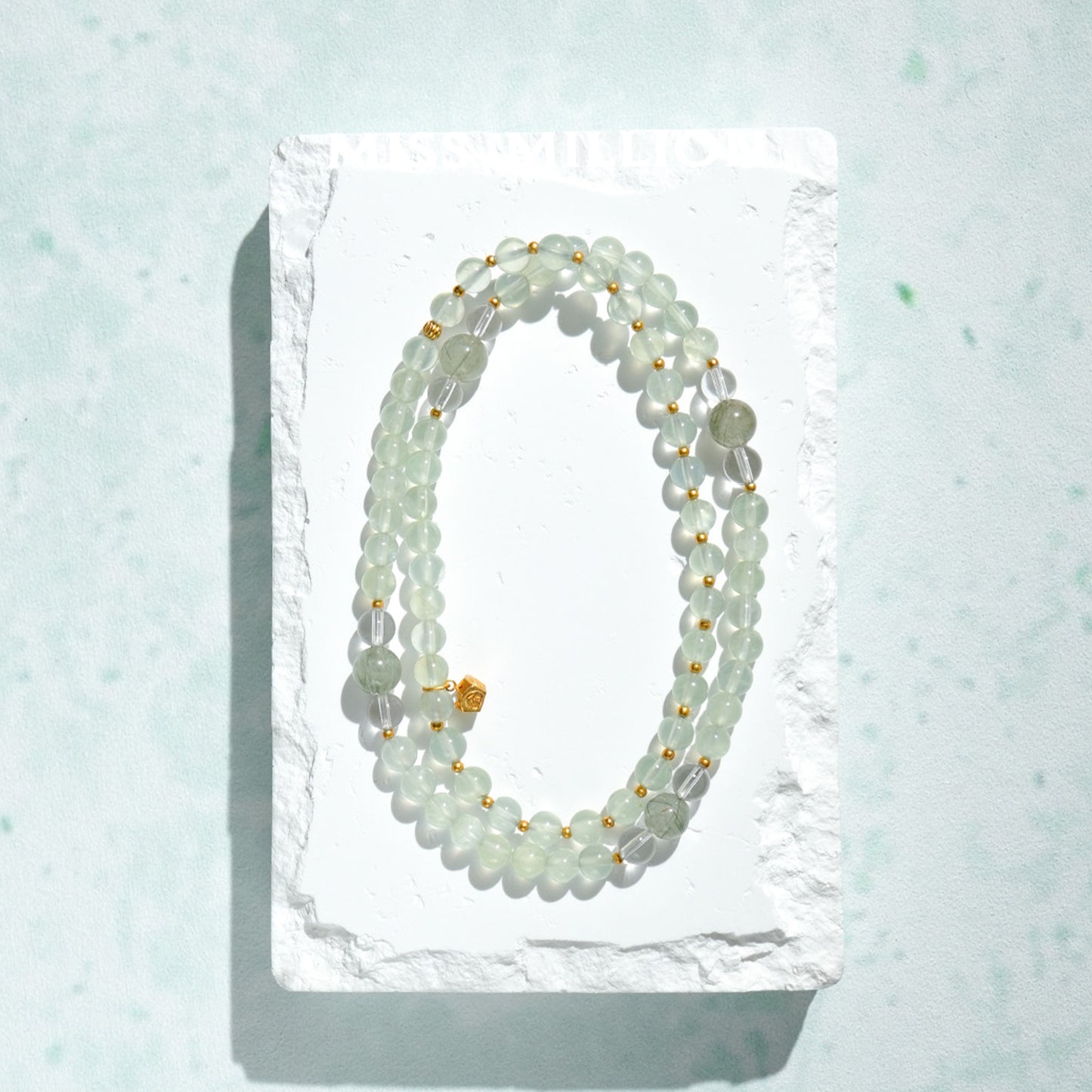 Prehnite White Crystal Green Tourmaline Rutilated Quartz