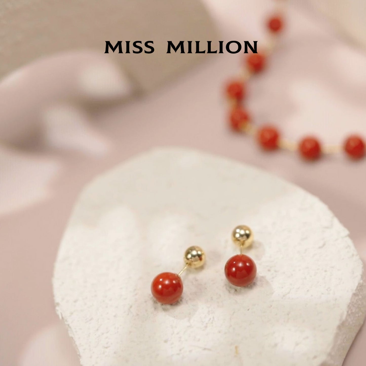 18K Gold Red Agate Earrings