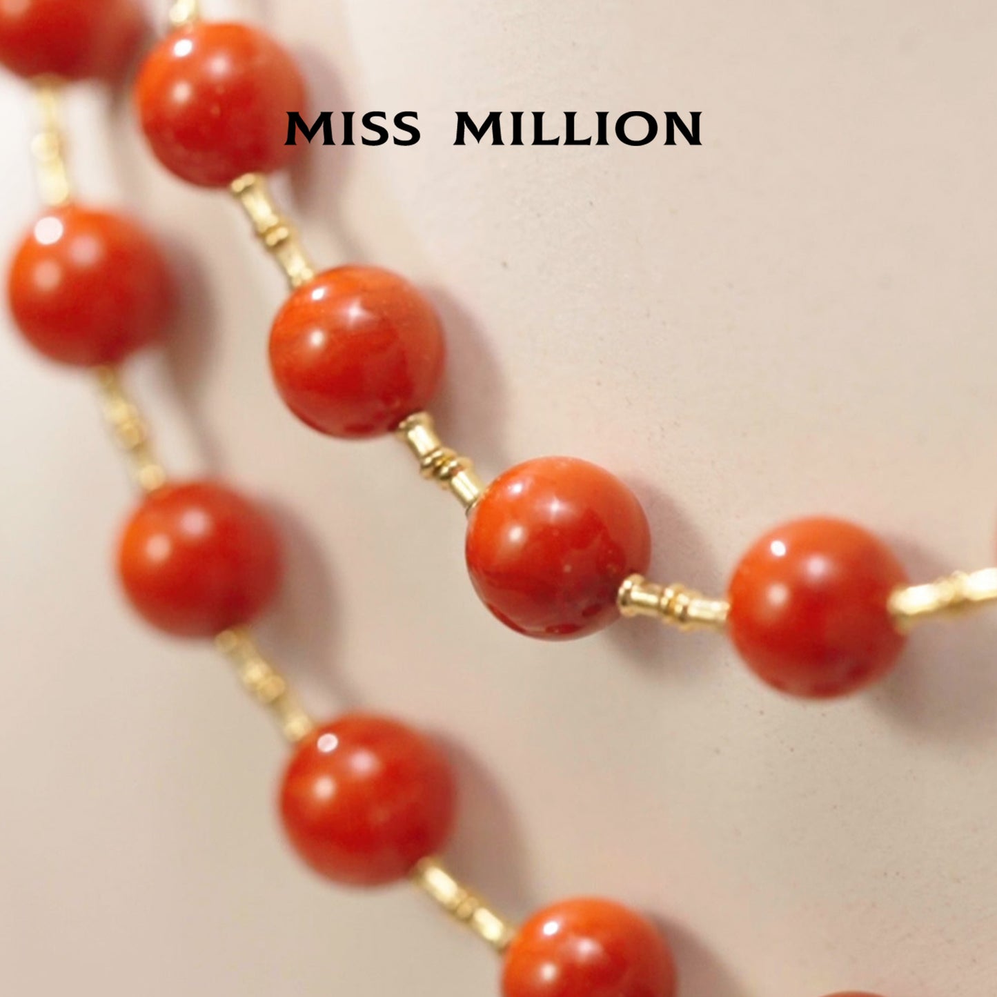 18K Gold Red Agate Necklace
