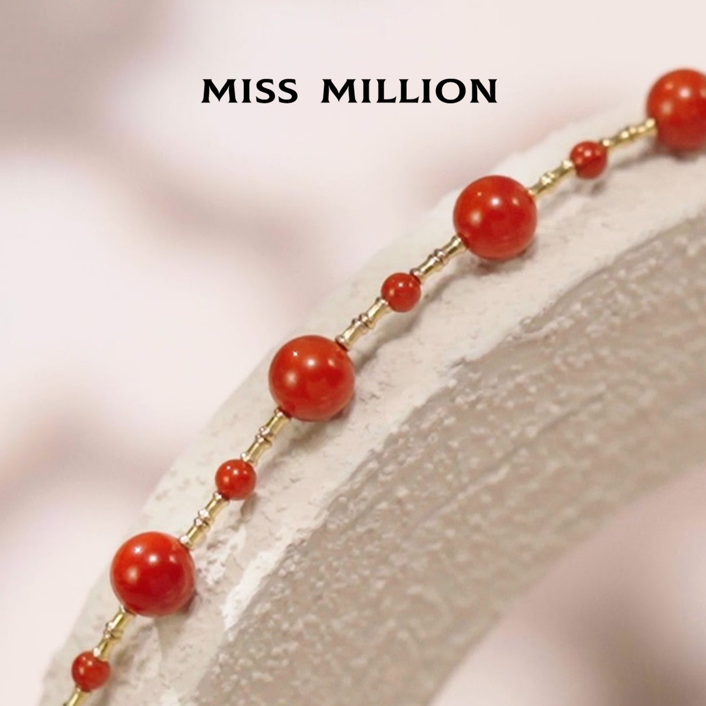 18K Gold Red Agate Necklace