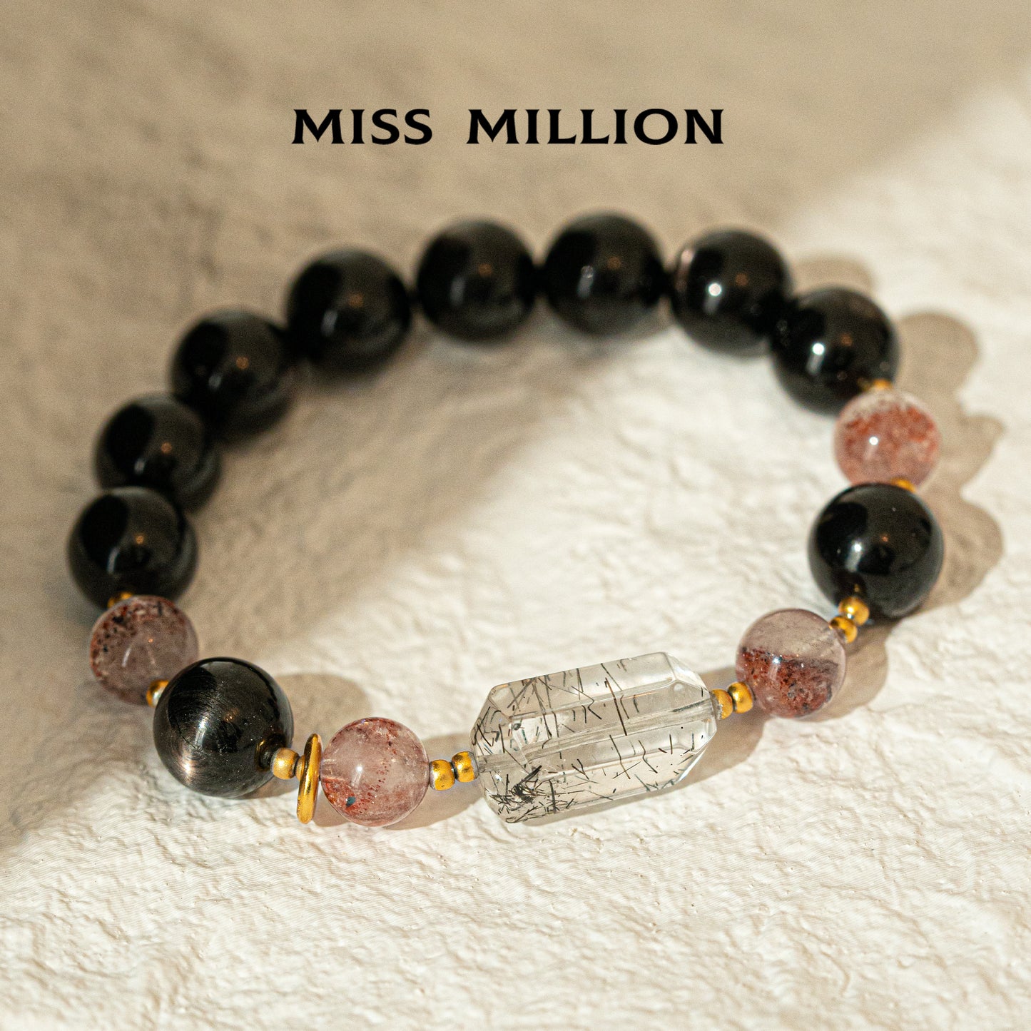 Strawberry Quartz and Super Seven Crystal, endowing it with special and powerful energy