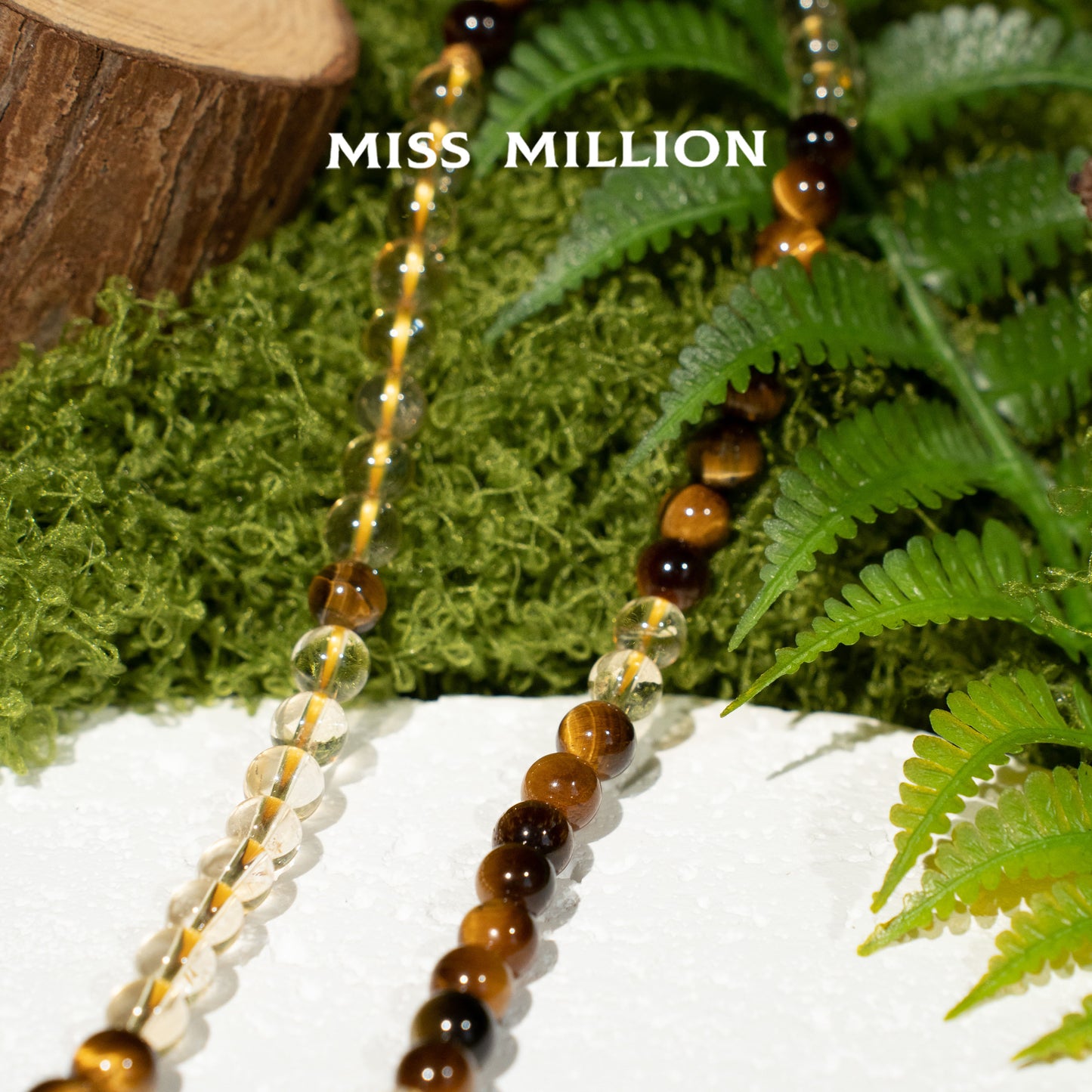 Yellow Crystals Agarwood Tiger Eye 18KGold