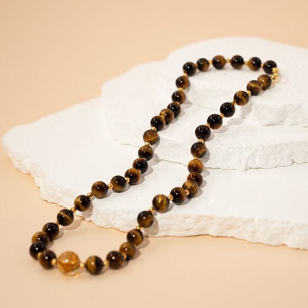 Yellow Tiger's Eye Yellow Scapolite Crystal Necklace