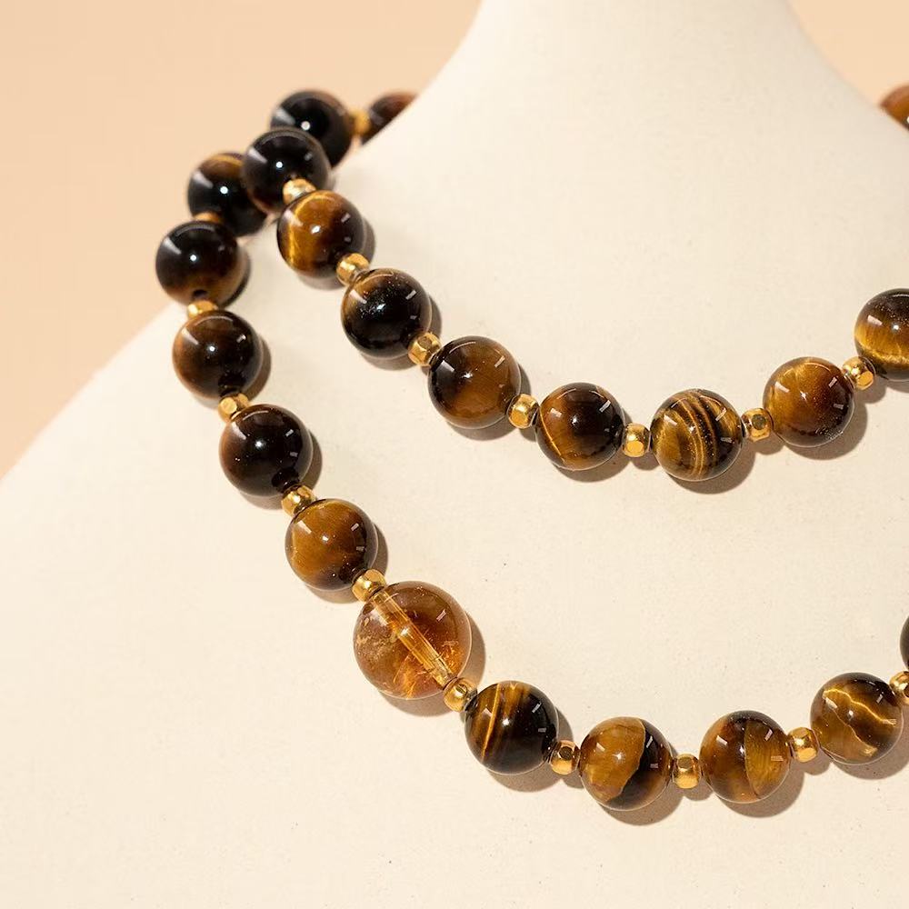 Yellow Tiger's Eye Yellow Scapolite Crystal Necklace