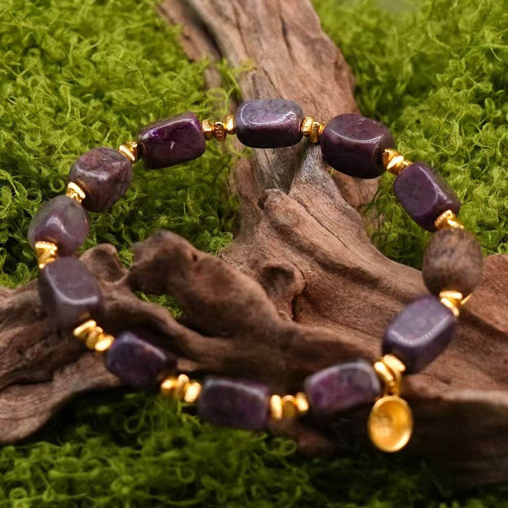 silver plated with gold free form sugilite agarwood