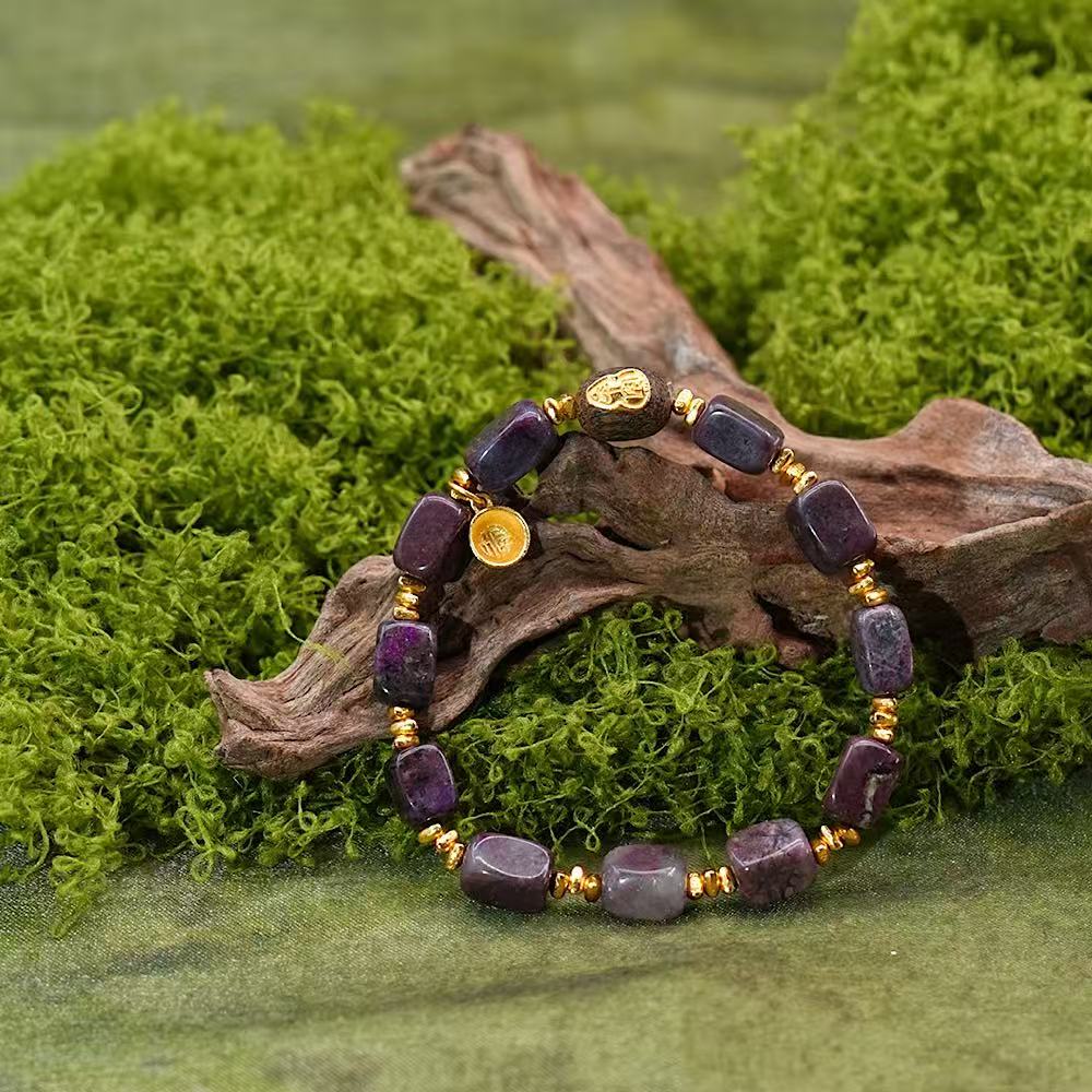 silver plated with gold free form sugilite agarwood